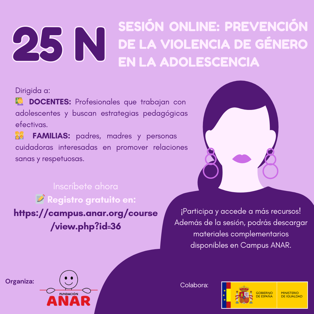 Fundación ANAR organiza una sesión online sobre la prevención de la violencia de género en la población adolescente 